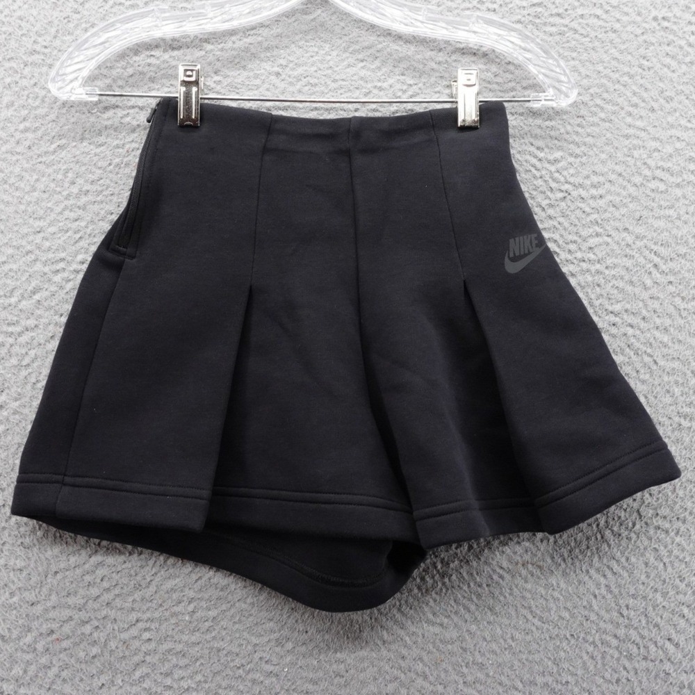 Nike Sportswear Tech Fleece Skort Womens XS Black Pleated Side Zip NEW